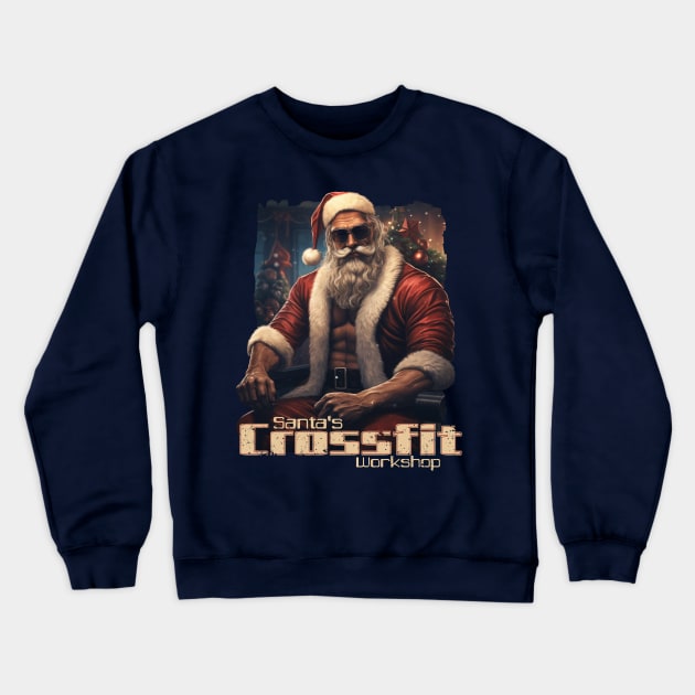 Crossfit Santa Claus Crewneck Sweatshirt by elaissiiliass